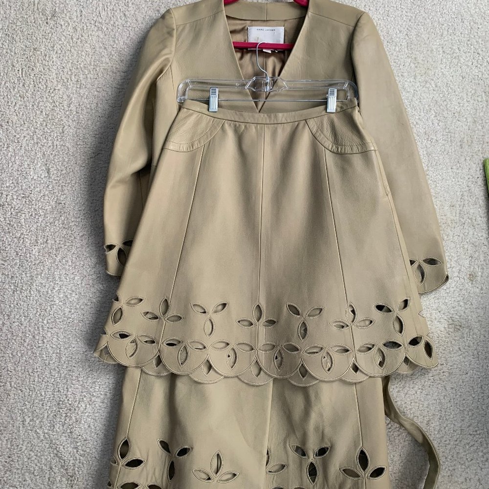 Marc Jacobs 100% Light Tan Leather Coat and Skirt